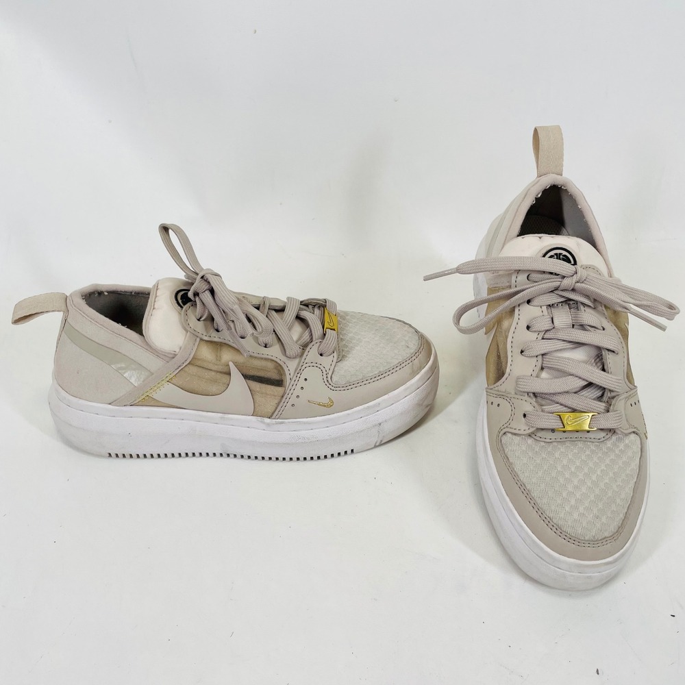 Nike Court Vision Alta Women Beige Tan Gold Platform Sneakers CW6536-200 Size 5